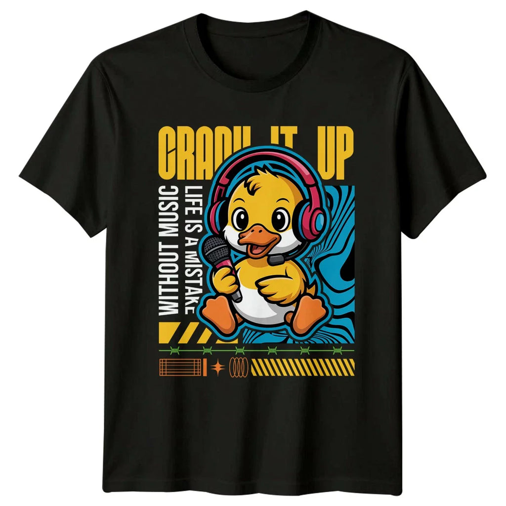 Crank It Up T-Shirt Cute Duck Music Birthday Gift For Him And Her Unisex T-shirt, Sweatshirt, Hoodie, Long Sleeve Tee - T-Shirt, Sweatshirt, Hoodie