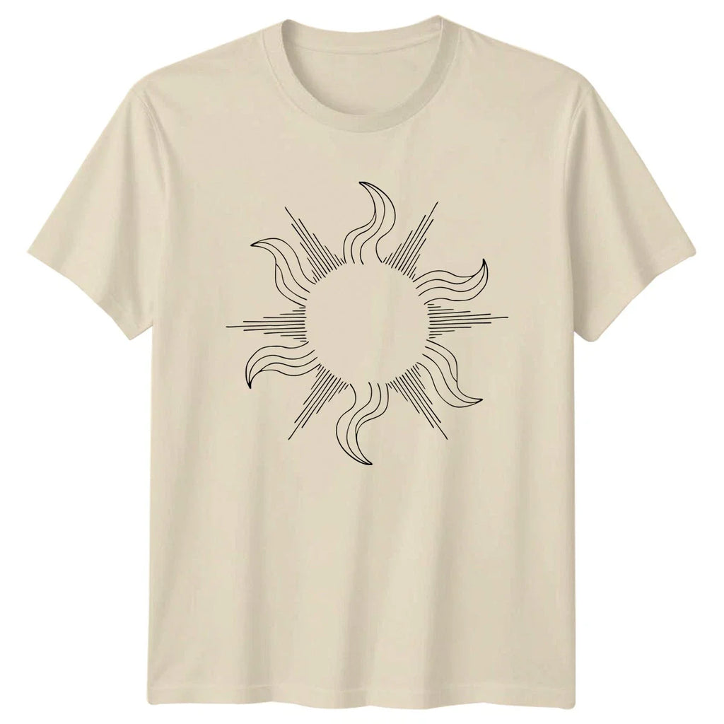 Minimalist Stylized Sun Engraving Line T-Shirt Celestial Body Aesthetic Art Unisex T-shirt, Sweatshirt, Hoodie, Long Sleeve Tee - T-Shirt, Sweatshirt, Hoodie
