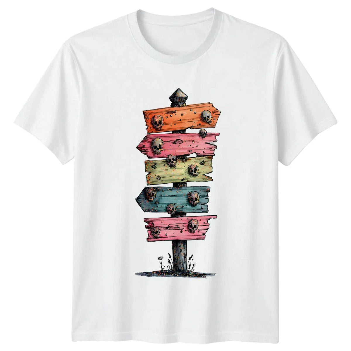 Skulls Signpost Graphic Macabre T Shirt Mens Womens Unisex Tee Art Unisex T-shirt, Sweatshirt, Hoodie, Long Sleeve Tee - T-Shirt, Sweatshirt, Hoodie