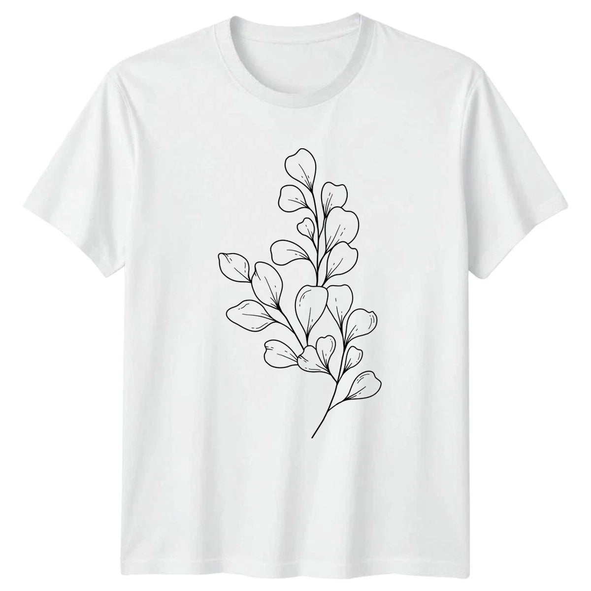 Simple Aesthetic Leaf Branch Line T-Shirt Botanical Line Art Nature Birthday Unisex T-shirt, Sweatshirt, Hoodie, Long Sleeve Tee - T-Shirt, Sweatshirt, Hoodie