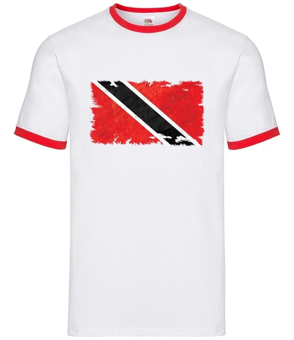 Trinidad And Tobago Grunge Flag T-Shirt Men's Cotton Short Sleeve Ringer Unisex T-shirt, Sweatshirt, Hoodie, Long Sleeve Tee - T-Shirt, Sweatshirt, Hoodie
