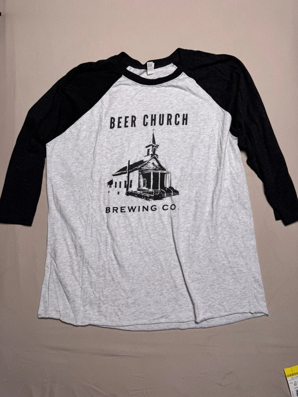 Beer Church Brewing Co Raglan Baseball T-XL Drink Eat Repent Repeat Graphic Tee Unisex T-shirt, Sweatshirt, Hoodie, Long Sleeve Tee - T-Shirt, Sweatshirt, Hoodie