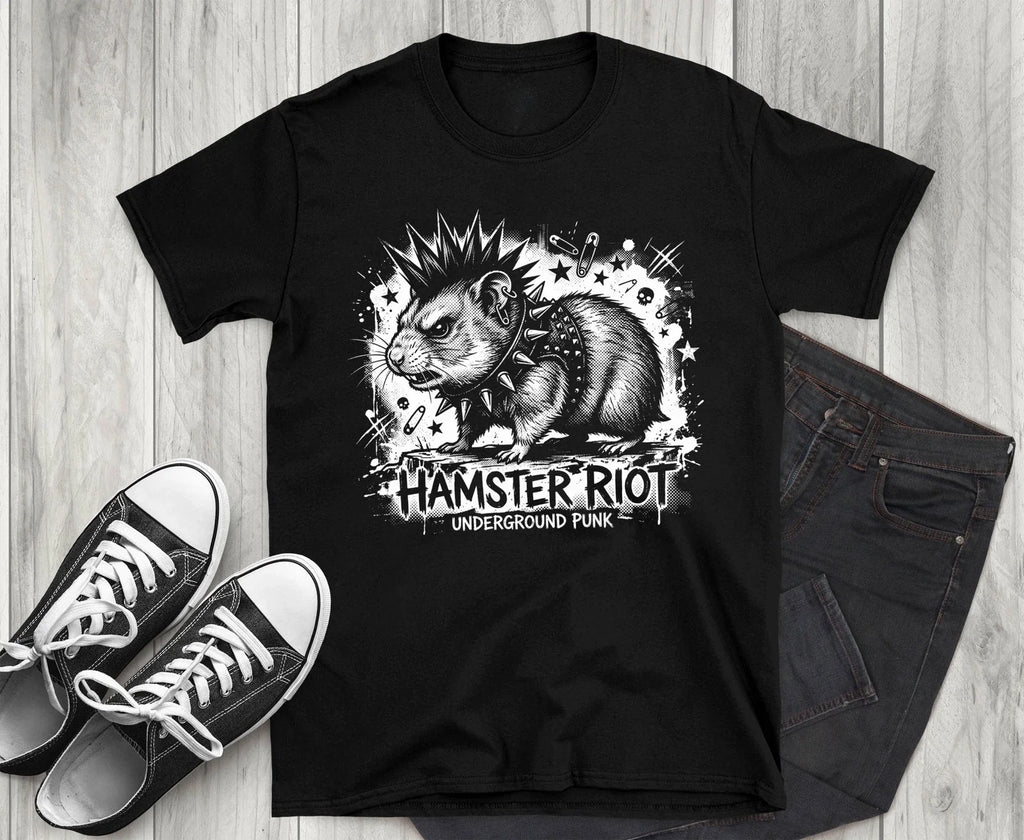 Hamster Riot Punk Rock T-Shirt, Underground Punk Animal Unisex T-shirt, Sweatshirt, Hoodie, Long Sleeve Tee - T-Shirt, Sweatshirt, Hoodie