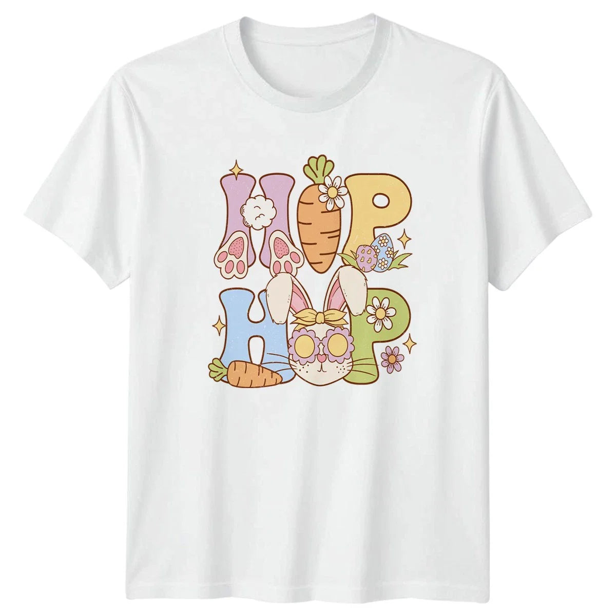 Hop Hop Womens T-Shirt Groovy Bunny Easter Holiday Easter Gift For Her Unisex T-shirt, Sweatshirt, Hoodie, Long Sleeve Tee - T-Shirt, Sweatshirt, Hoodie