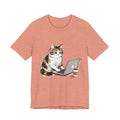 Calico Cat on Laptop Tee | Coffee Cat Graphic Shirt Unisex T-shirt, Sweatshirt, Hoodie, Long Sleeve Tee - T-Shirt, Sweatshirt, Hoodie