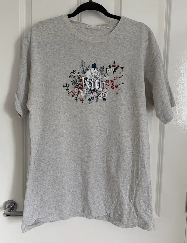 Kith Floral Logo T-Shirt Grey Heather Size M Streetwear Graphic Tee Casual Unisex T-shirt, Sweatshirt, Hoodie, Long Sleeve Tee - T-Shirt, Sweatshirt, Hoodie