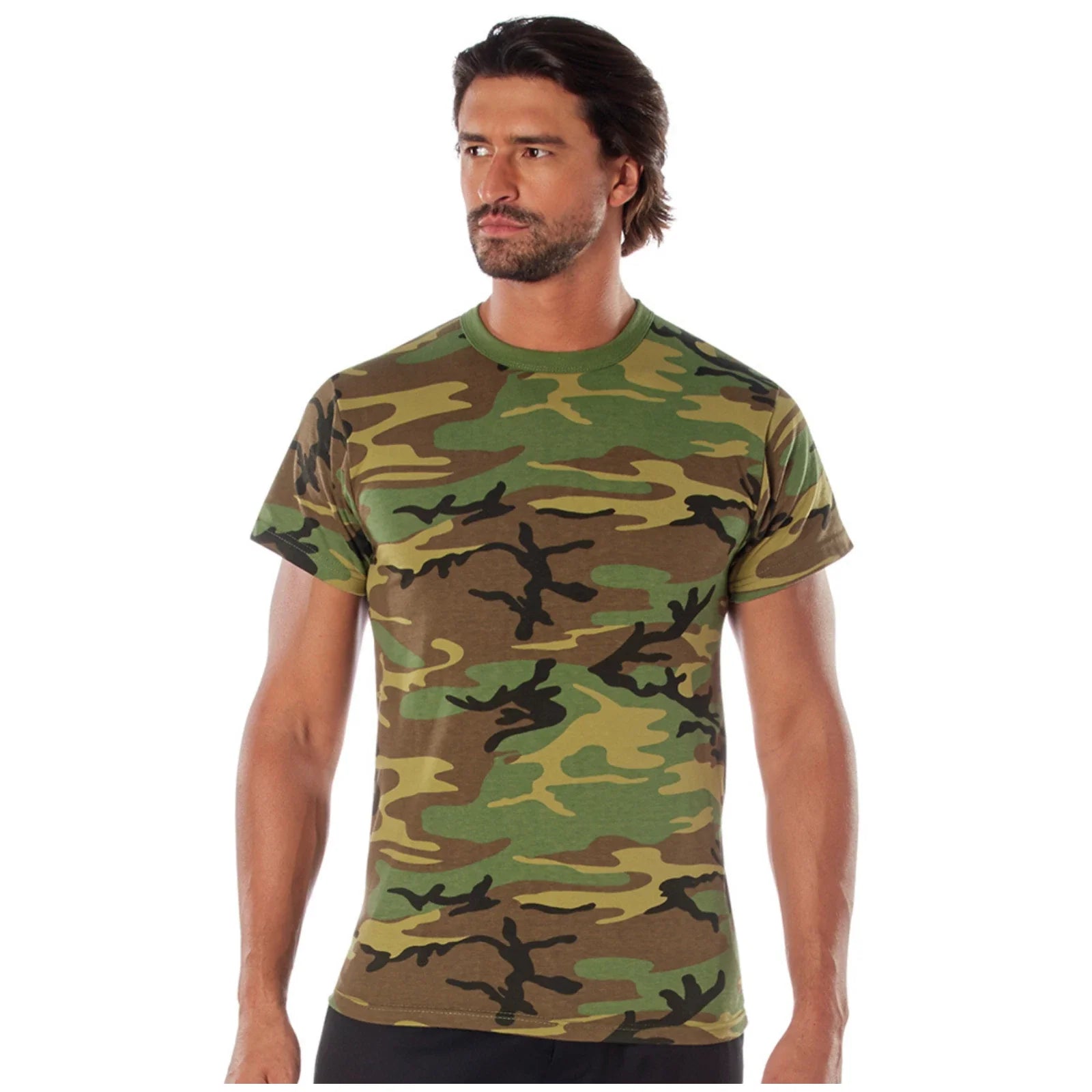 Woodland Camouflage Heavy Duty Heavyweight 6 oz. Poly/Cotton T-Shirt Unisex T-shirt, Sweatshirt, Hoodie, Long Sleeve Tee - T-Shirt, Sweatshirt, Hoodie