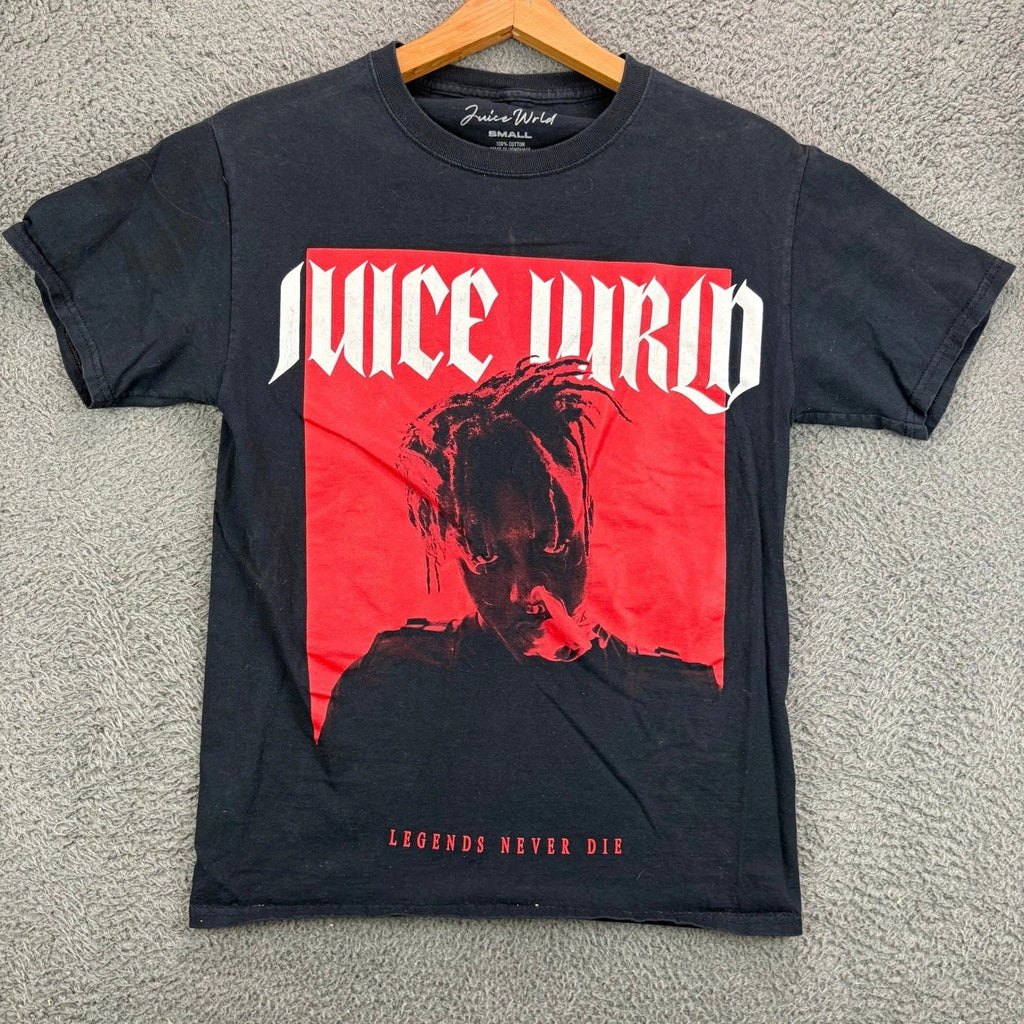 Juice Wrld Legends Never Die Graphic T-Shirt Mens Small Black Red Rap Tee Unisex T-shirt, Sweatshirt, Hoodie, Long Sleeve Tee - T-Shirt, Sweatshirt, Hoodie