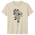 Elegant Line Art Floral Womens T-Shirt Minimalist Flower Floral Birthday Unisex T-shirt, Sweatshirt, Hoodie, Long Sleeve Tee - T-Shirt, Sweatshirt, Hoodie