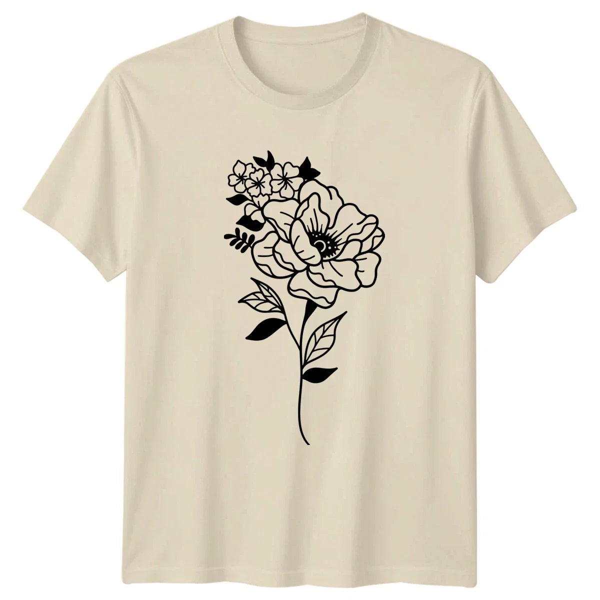 Elegant Line Art Floral Womens T-Shirt Minimalist Flower Floral Birthday Unisex T-shirt, Sweatshirt, Hoodie, Long Sleeve Tee - T-Shirt, Sweatshirt, Hoodie