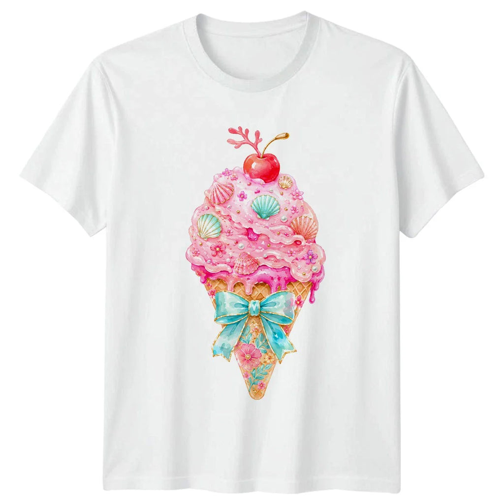 Pink Coastal Summer Ice Cream Womens T-Shirt Coastal Aesthetic Gift For Her Unisex T-shirt, Sweatshirt, Hoodie, Long Sleeve Tee - T-Shirt, Sweatshirt, Hoodie