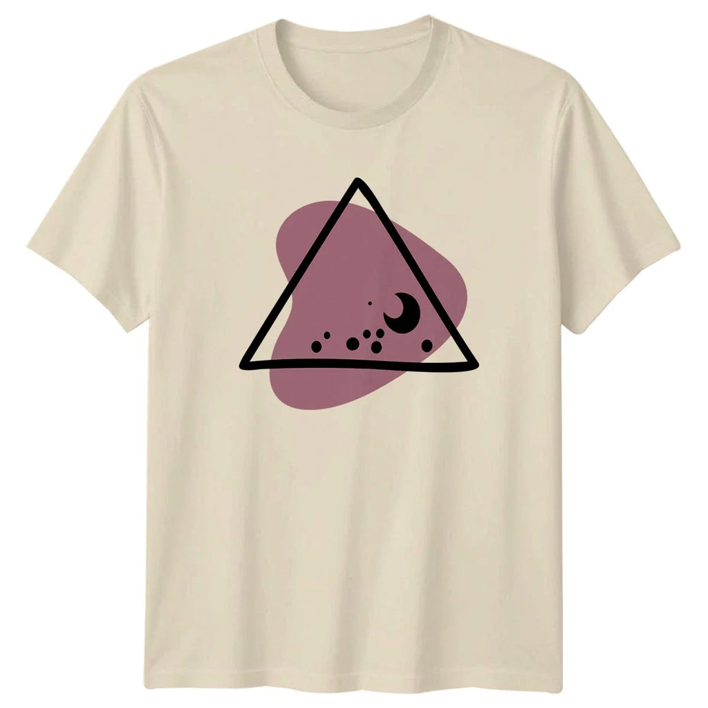 Minimalist Moon Stars Triangle Design T-Shirt Bohemian Style Celestial Art Unisex T-shirt, Sweatshirt, Hoodie, Long Sleeve Tee - T-Shirt, Sweatshirt, Hoodie