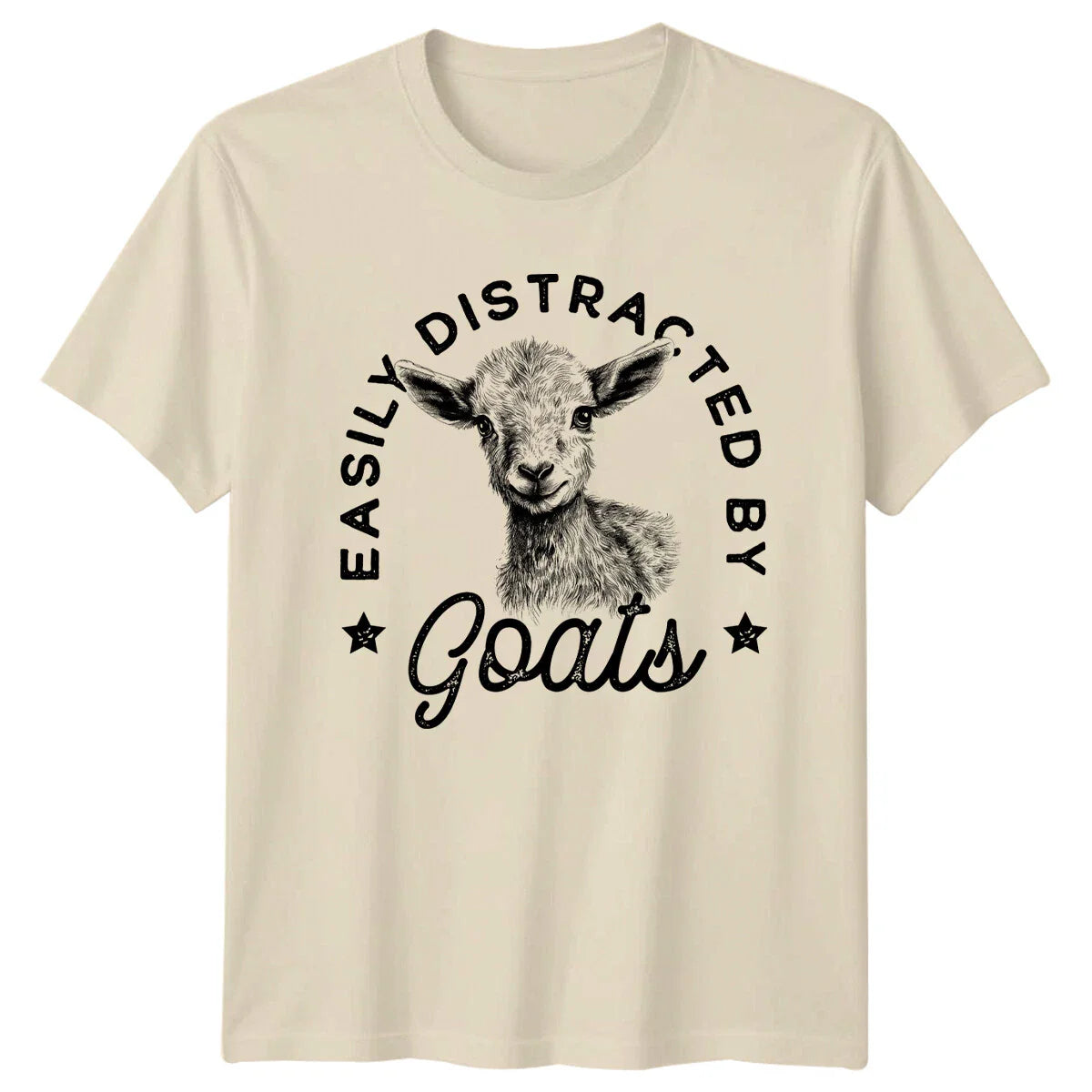 Easily Distracted By Goats Farm T-Shirt, Cute Goat Graphic Tee Unisex T-shirt, Sweatshirt, Hoodie, Long Sleeve Tee - T-Shirt, Sweatshirt, Hoodie