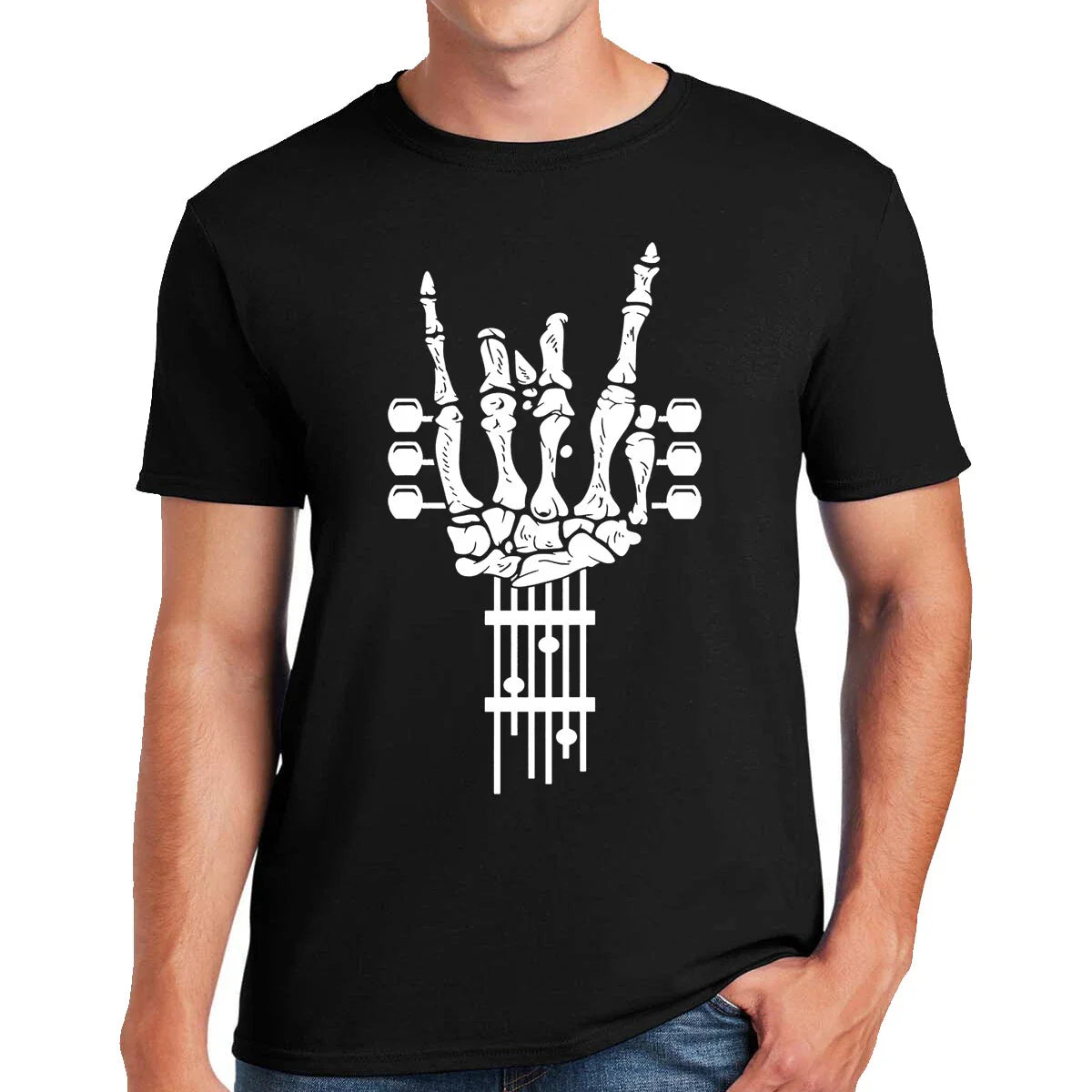 Rock On Guitar T-Shirt Music Metal Guitars Goth Punk Skeleton Skull Top Tee Unisex T-shirt, Sweatshirt, Hoodie, Long Sleeve Tee - T-Shirt, Sweatshirt, Hoodie
