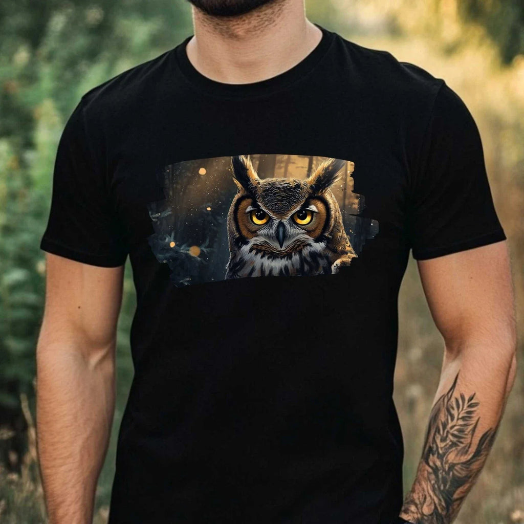 Mens Owl Anime Style Print Cotton T-Shirt Size XS to 5XL Unisex T-shirt, Sweatshirt, Hoodie, Long Sleeve Tee - T-Shirt, Sweatshirt, Hoodie