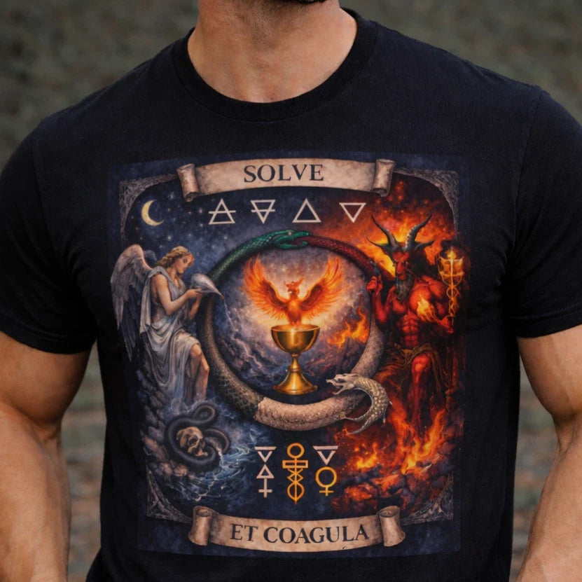 Alchemy T Shirt Solve et Coagula | Occult Hermetic Symbol Tee | Esoteric Graphic Unisex T-shirt, Sweatshirt, Hoodie, Long Sleeve Tee - T-Shirt, Sweatshirt, Hoodie