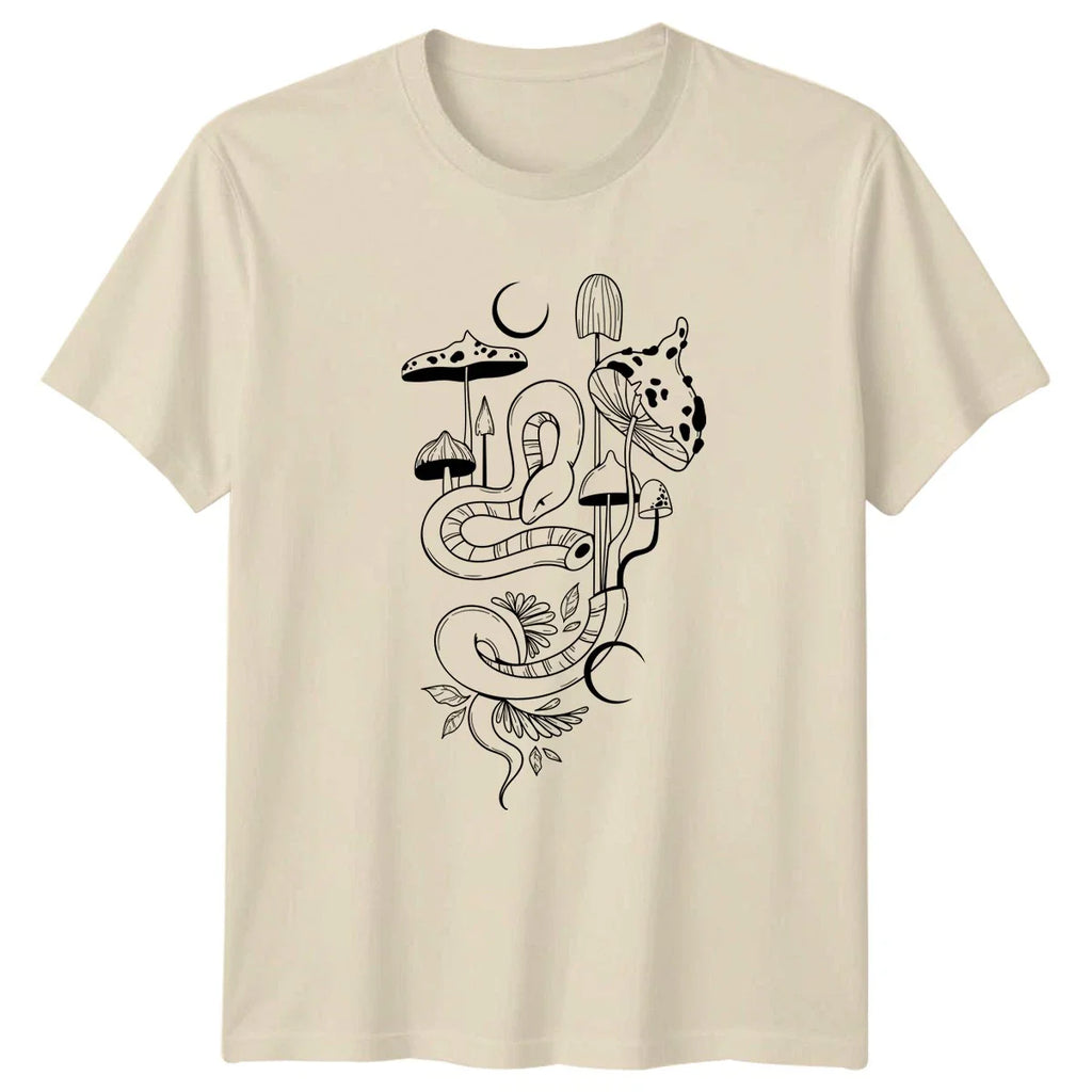 Mystical Forest Snake Mushroom Moon T-Shirt Mushroom Art Nature Birthday Gift Unisex T-shirt, Sweatshirt, Hoodie, Long Sleeve Tee - T-Shirt, Sweatshirt, Hoodie