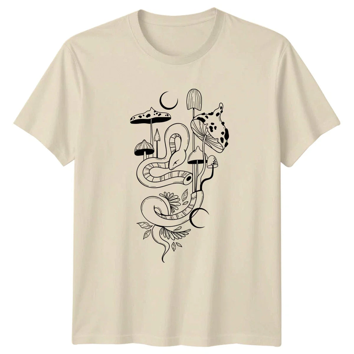 Mystical Forest Snake Mushroom Moon T-Shirt Mushroom Art Nature Birthday Gift Unisex T-shirt, Sweatshirt, Hoodie, Long Sleeve Tee - T-Shirt, Sweatshirt, Hoodie