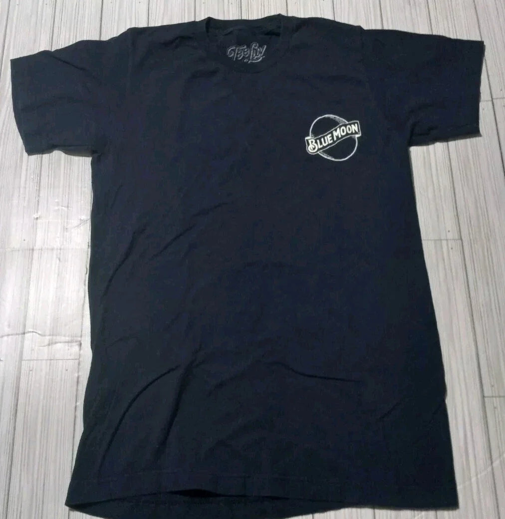 Blue Moon Beer Navy Blue T-Shirt Size Small Double Sided Tee Luv Denver Colorado Unisex T-shirt, Sweatshirt, Hoodie, Long Sleeve Tee - T-Shirt, Sweatshirt, Hoodie