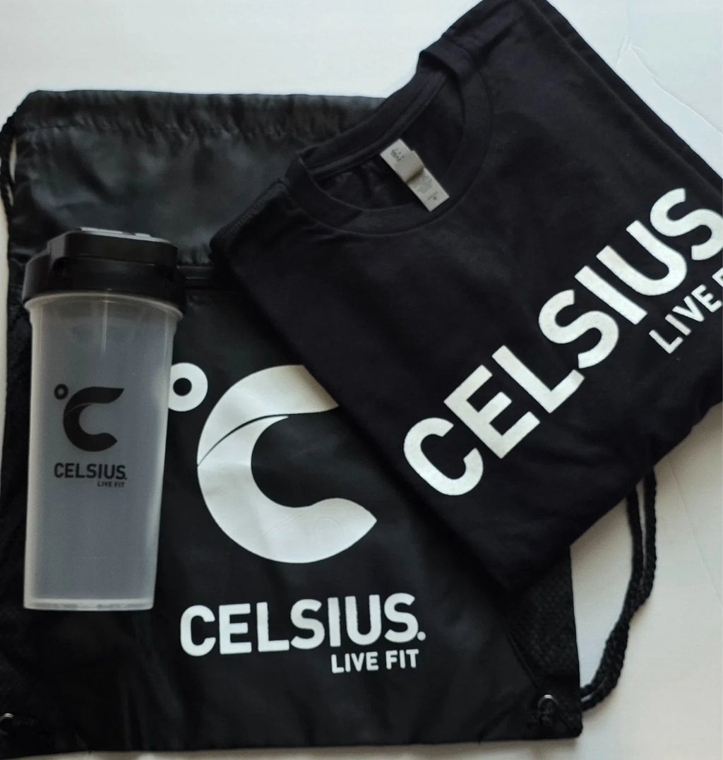 Celsius Live Fit Merch Bundle: T-shirt and Drawstring Bag Unisex T-shirt, Sweatshirt, Hoodie, Long Sleeve Tee - T-Shirt, Sweatshirt, Hoodie