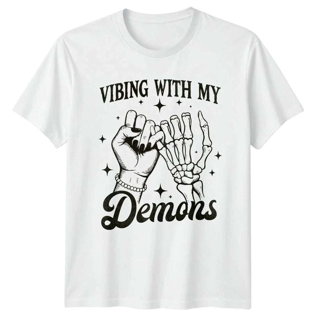 Vibing With My Demons Lifestyle Alternative Humour Mens Womens Graphic Tee Unisex T-shirt, Sweatshirt, Hoodie, Long Sleeve Tee - T-Shirt, Sweatshirt, Hoodie