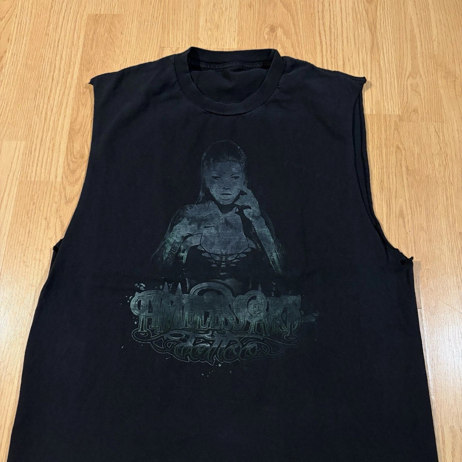 Timeless Art Tattoo Shop Black Graphic Cut Off Shirt Sz Medium 2000s Grunge Y2k Unisex T-shirt, Sweatshirt, Hoodie, Long Sleeve Tee - T-Shirt, Sweatshirt, Hoodie
