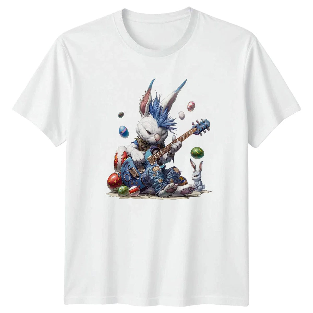 Punk Rock Easter Bunny Playing T-Shirt Guitar Player Easter Gift For Him Unisex T-shirt, Sweatshirt, Hoodie, Long Sleeve Tee - T-Shirt, Sweatshirt, Hoodie