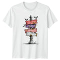 Spooky Signpost Bats Halloween Holidays Men Women Graphic Tee Unisex Distressed Unisex T-shirt, Sweatshirt, Hoodie, Long Sleeve Tee - T-Shirt, Sweatshirt, Hoodie
