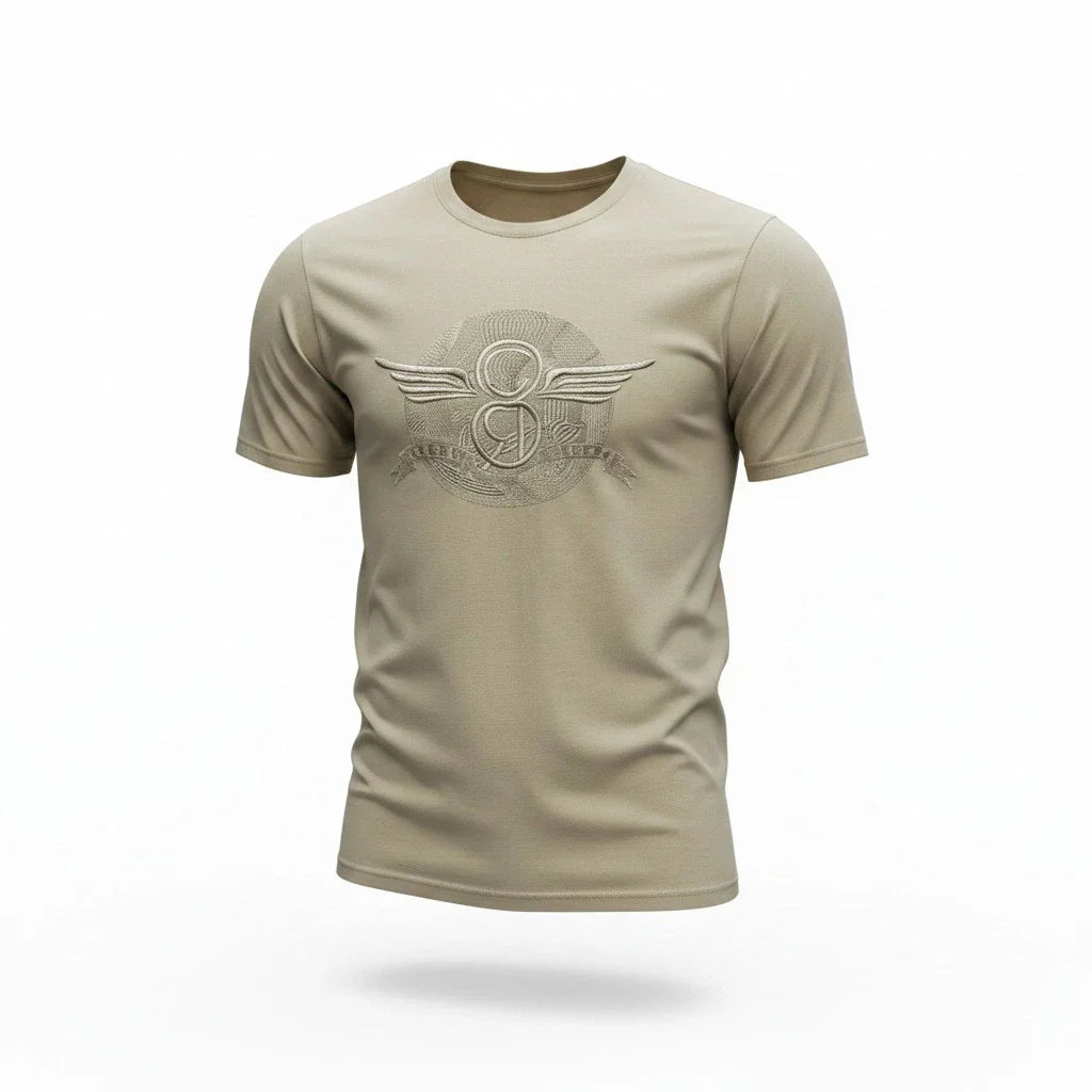 Creative Recreation T-Shirt Men's UK Size L Beige Embroidered Logo Short Sleeve Unisex T-shirt, Sweatshirt, Hoodie, Long Sleeve Tee - T-Shirt, Sweatshirt, Hoodie