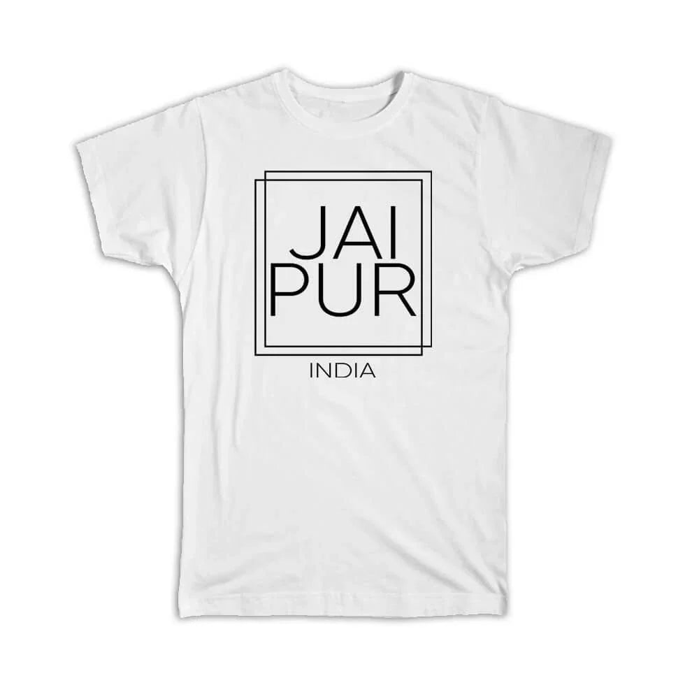 Gift T-Shirt : JAIPUR India Square Modern Minimalist Font Unisex T-shirt, Sweatshirt, Hoodie, Long Sleeve Tee - T-Shirt, Sweatshirt, Hoodie