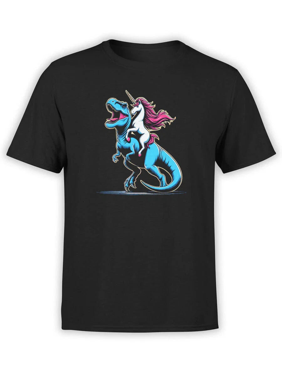 FANTUCCI Unisex T-Shirts | Unicorn on T-Rex T-Shirt | 100% Cotton Unisex T-shirt, Sweatshirt, Hoodie, Long Sleeve Tee - T-Shirt, Sweatshirt, Hoodie