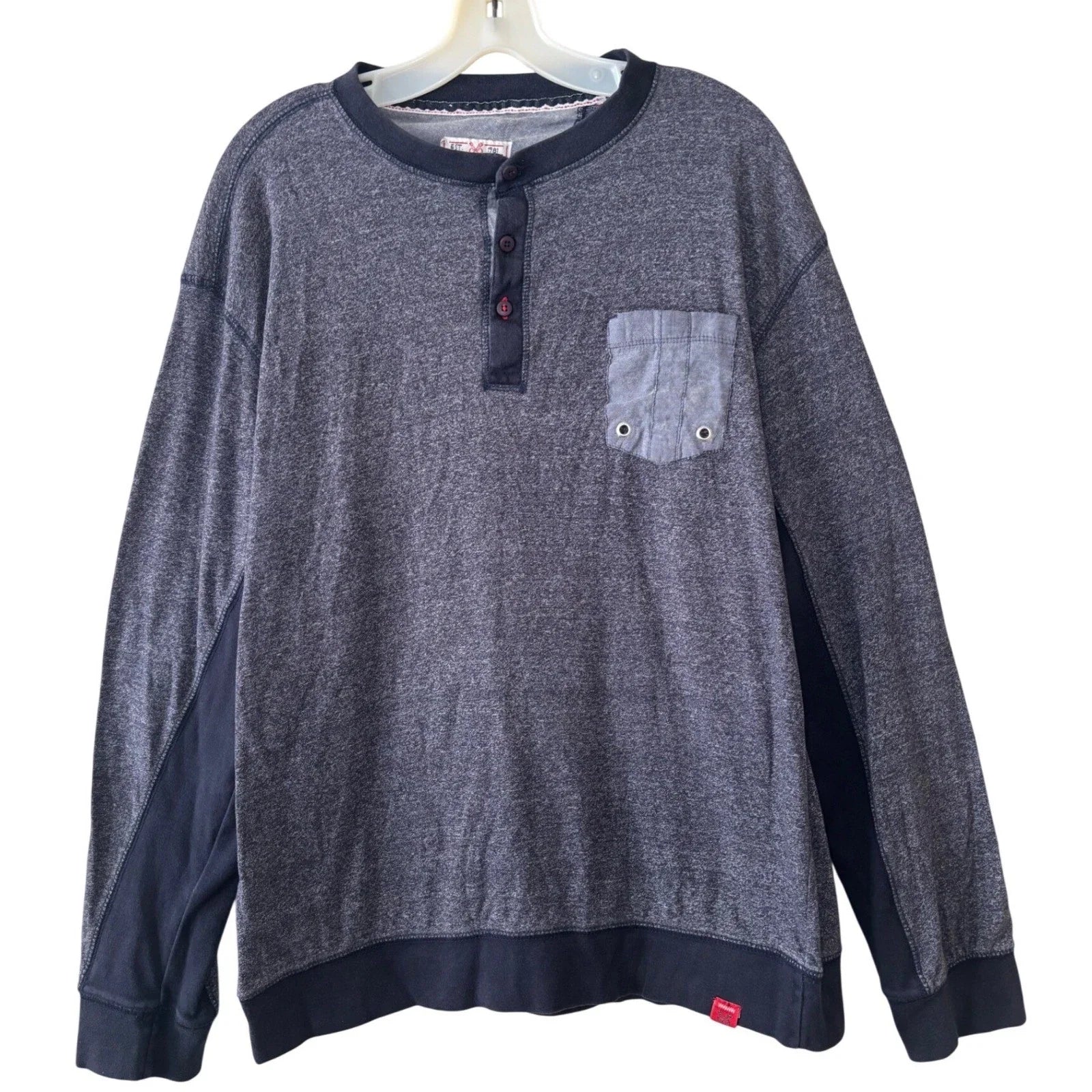 MBX Denim Wear Henley Shirt XL Long Sleeve Streetwear Minimalist Normcore Casual Unisex T-shirt, Sweatshirt, Hoodie, Long Sleeve Tee - T-Shirt, Sweatshirt, Hoodie