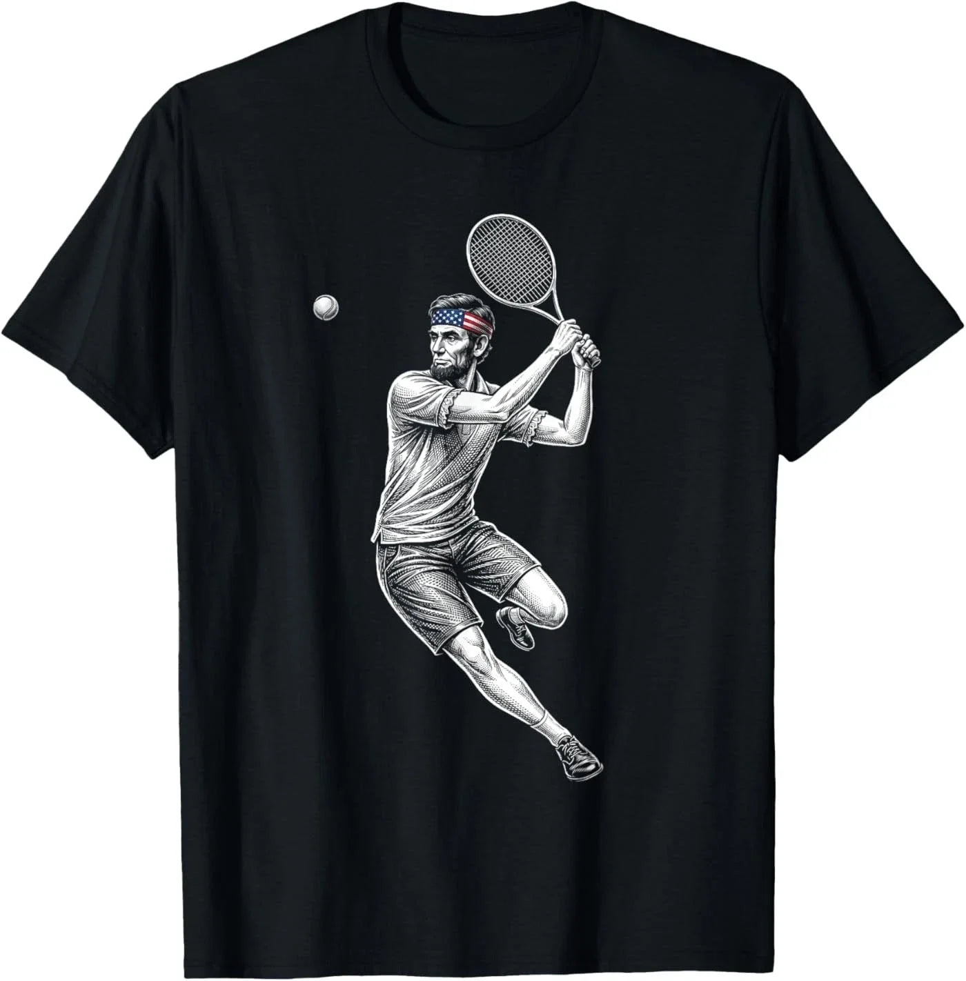 Abraham Lincoln President Playing Tennis Retro Vintage T-Shirt Unisex T-shirt, Sweatshirt, Hoodie, Long Sleeve Tee - T-Shirt, Sweatshirt, Hoodie