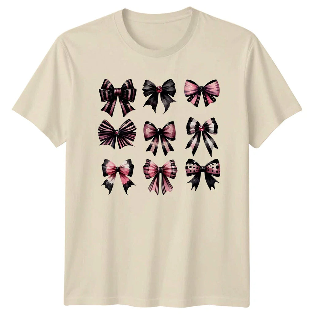 Pink Gothic Bows Womens T-Shirt Spooky Cute Halloween Halloween 2026 Unisex T-shirt, Sweatshirt, Hoodie, Long Sleeve Tee - T-Shirt, Sweatshirt, Hoodie