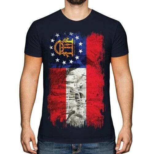 Georgia State Men's Grunge Flag Georgian T-Shirt Shirt Jersey Gift Unisex T-shirt, Sweatshirt, Hoodie, Long Sleeve Tee - T-Shirt, Sweatshirt, Hoodie