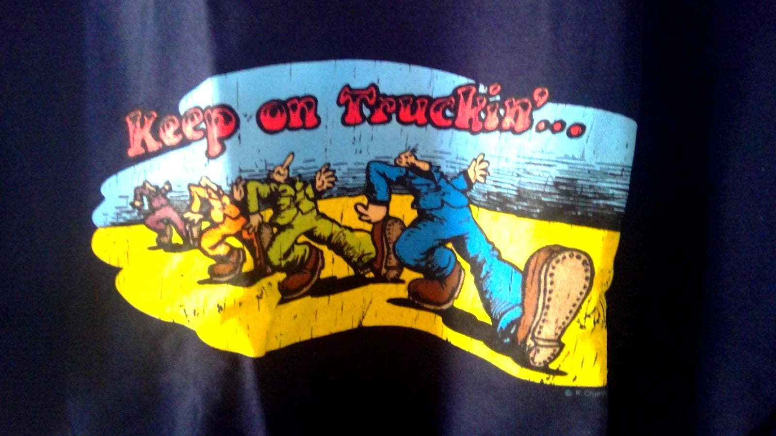 R Crumb t shirt Keep on truckin' blue XL Gildan 100% cotton new free ship Unisex T-shirt, Sweatshirt, Hoodie, Long Sleeve Tee - T-Shirt, Sweatshirt, Hoodie