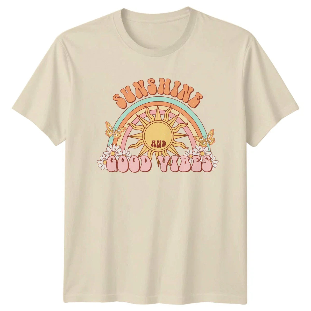 Sunshine And Good Vibes Womens T-Shirt Retro Aesthetic Hippie Style Unisex T-shirt, Sweatshirt, Hoodie, Long Sleeve Tee - T-Shirt, Sweatshirt, Hoodie