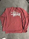 Stussy Basic Logo / Burgundy  Mens Long Sleeve SIZE XL Unisex T-shirt, Sweatshirt, Hoodie, Long Sleeve Tee - T-Shirt, Sweatshirt, Hoodie