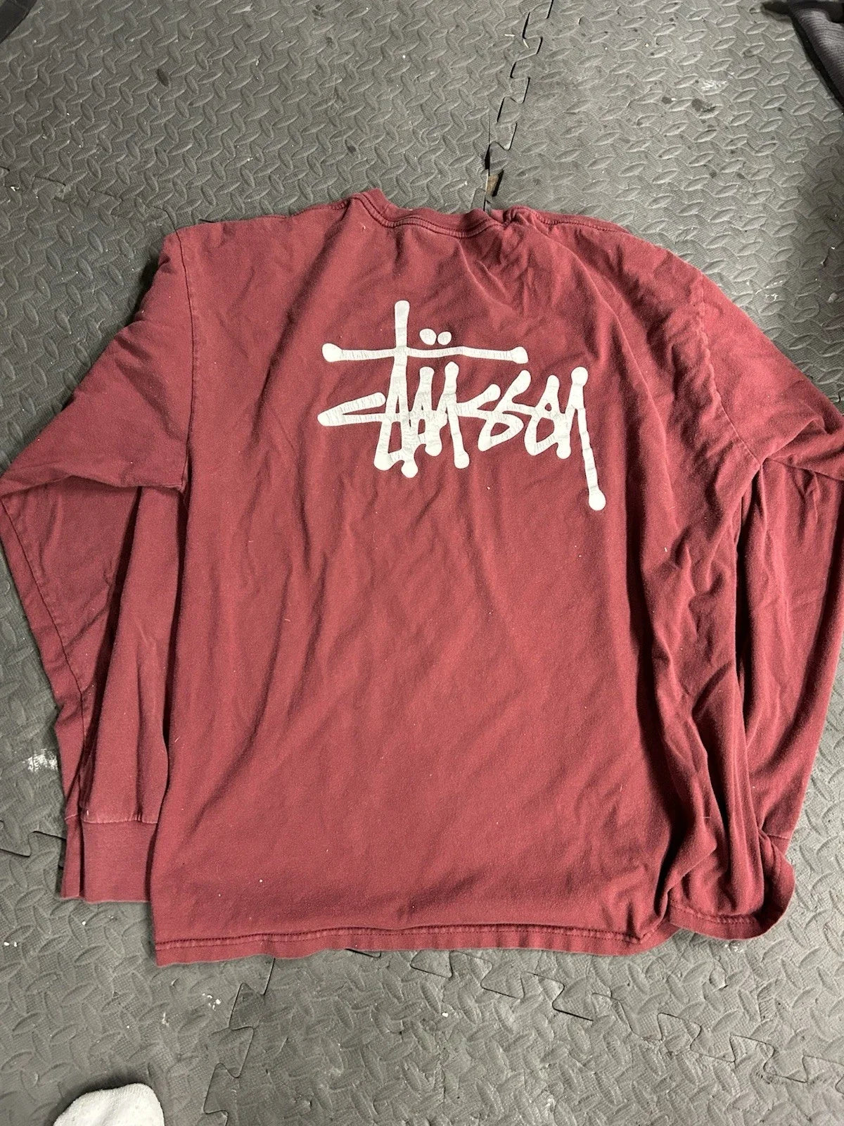 Stussy Basic Logo / Burgundy  Mens Long Sleeve SIZE XL Unisex T-shirt, Sweatshirt, Hoodie, Long Sleeve Tee - T-Shirt, Sweatshirt, Hoodie