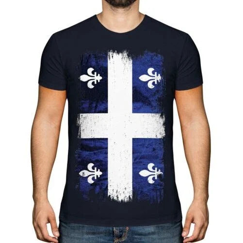 QUEBEC GRUNGE FLAG MENS T-SHIRT TEE TOP GIFT SHIRT CLOTHING JERSEY Unisex T-shirt, Sweatshirt, Hoodie, Long Sleeve Tee - T-Shirt, Sweatshirt, Hoodie