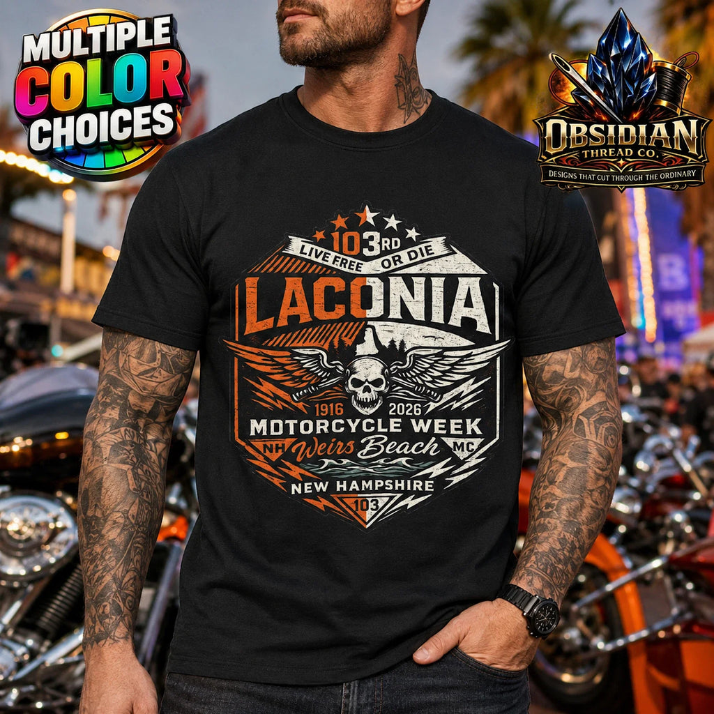 Laconia 2026 Motorcycle Week Shirt 103rd Weirs Beach NH Biker Tee No Harley Unisex T-shirt, Sweatshirt, Hoodie, Long Sleeve Tee - T-Shirt, Sweatshirt, Hoodie