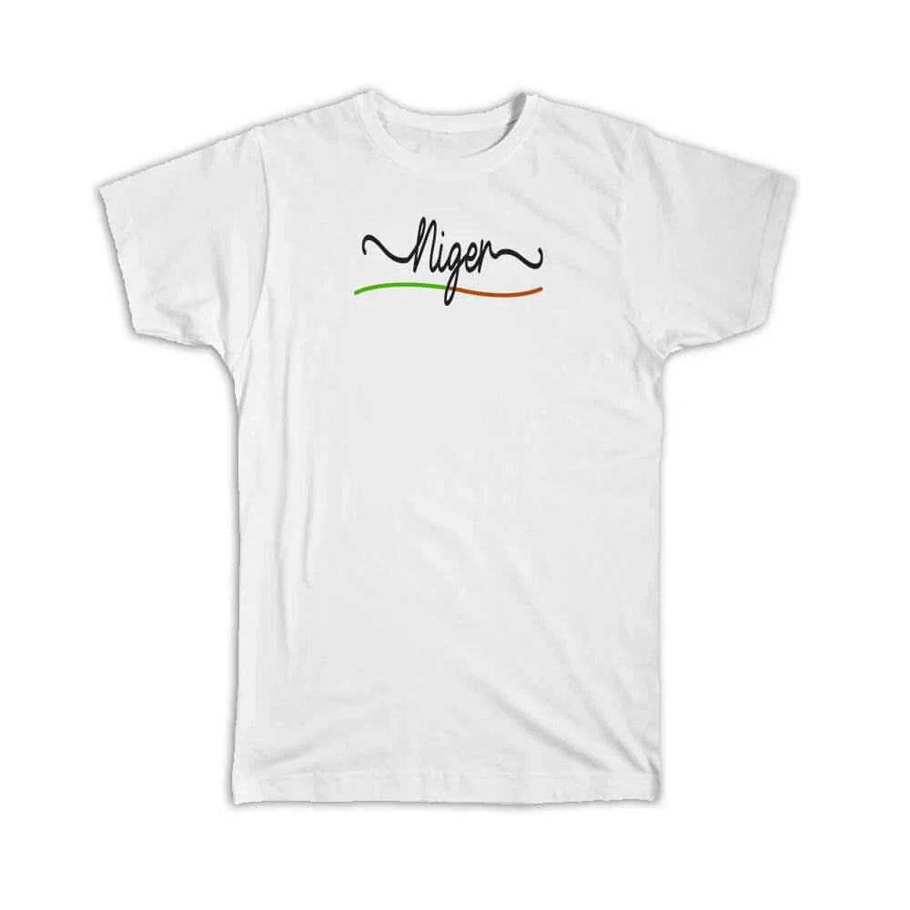 Gift T-Shirt : Niger Flag Colors Travel Expat Country Minimalist Lettering Unisex T-shirt, Sweatshirt, Hoodie, Long Sleeve Tee - T-Shirt, Sweatshirt, Hoodie