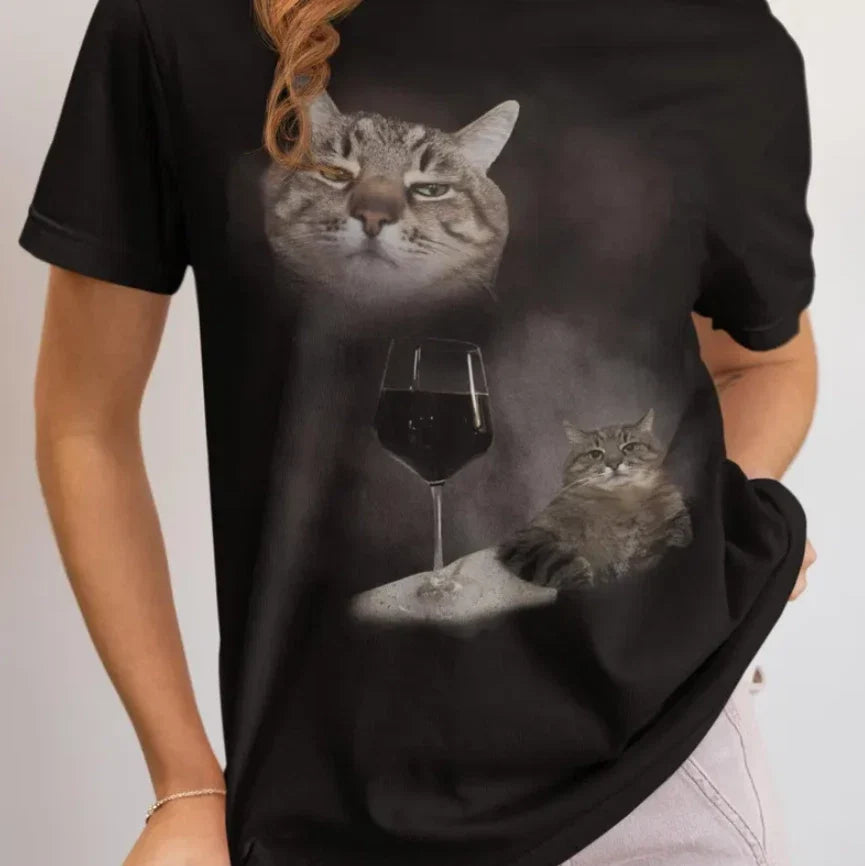Funny Wine Cat Dank Meme Tee Shirt, Unhinged Clothes, Silly Cats T-shirt Unisex T-shirt, Sweatshirt, Hoodie, Long Sleeve Tee - T-Shirt, Sweatshirt, Hoodie