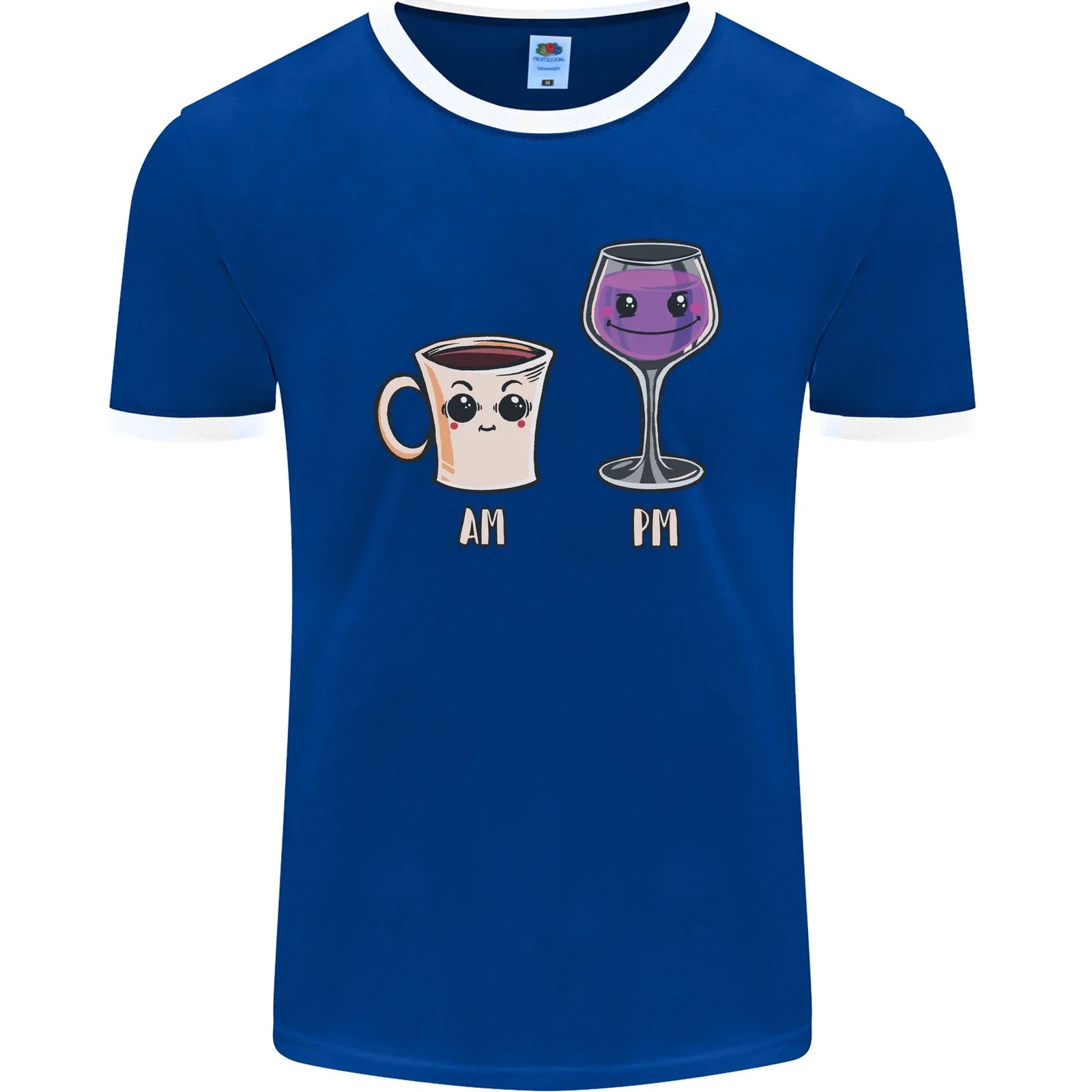 Coffee am Wine pm Funny Alcohol Prosecco Mens Ringer T-Shirt FotL Unisex T-shirt, Sweatshirt, Hoodie, Long Sleeve Tee - T-Shirt, Sweatshirt, Hoodie