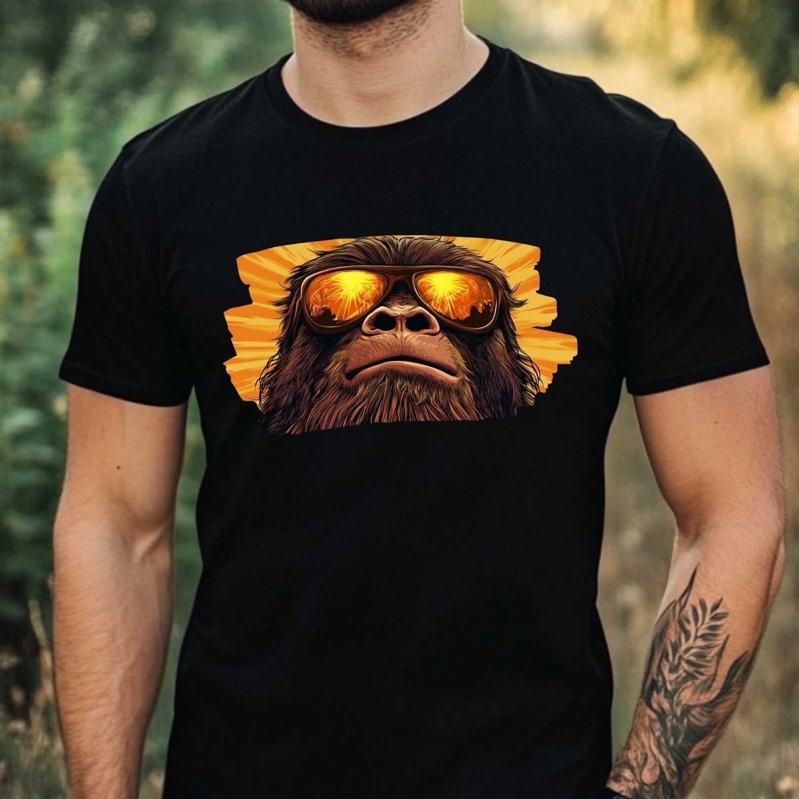 Men's Bigfoot Sunglasses Print Cotton T-Shirt Size XS to 5XL Unisex T-shirt, Sweatshirt, Hoodie, Long Sleeve Tee - T-Shirt, Sweatshirt, Hoodie