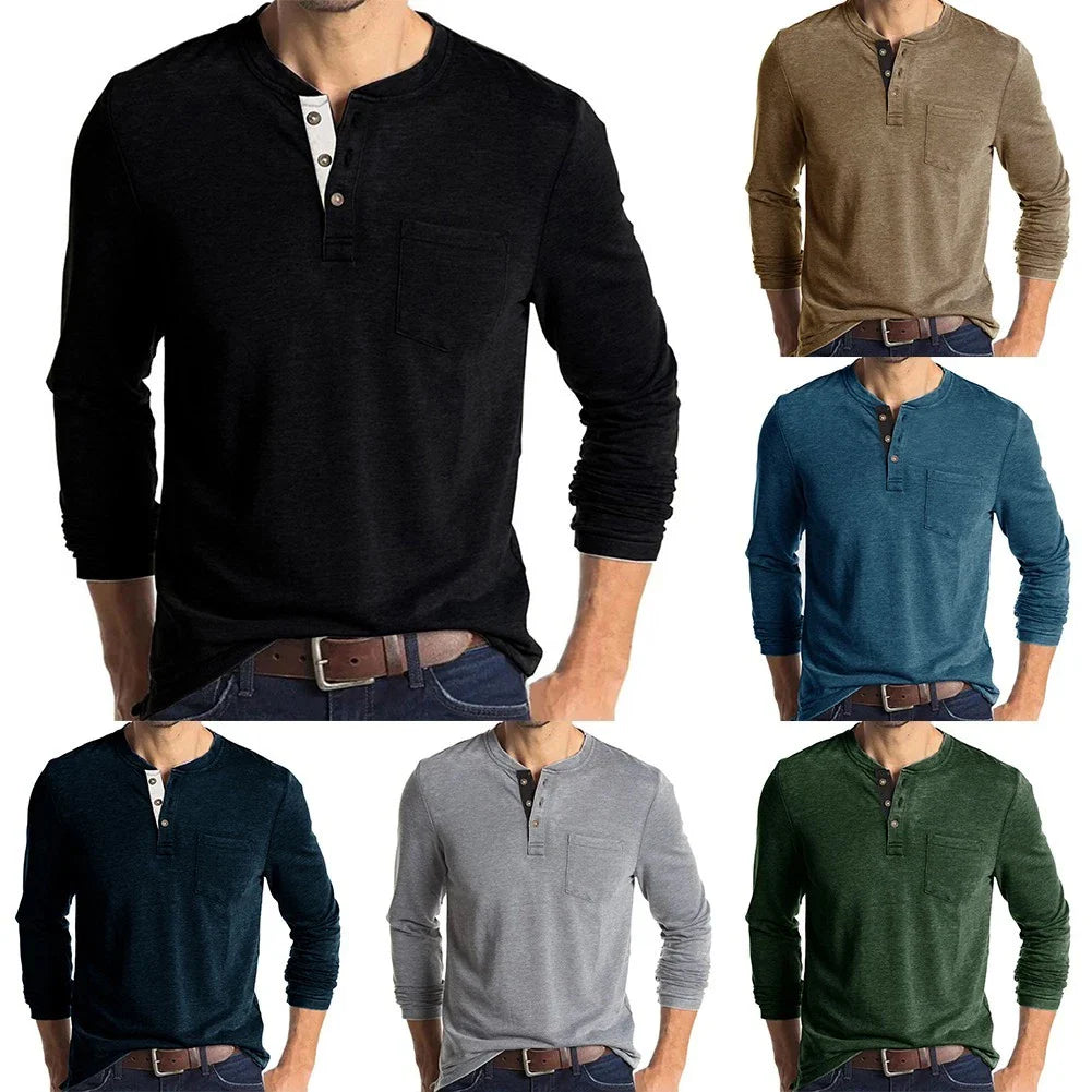 Trendy yet Sophisticated Men's Casual Henley Grandad V Neck Muscle Tee Shirt Unisex T-shirt, Sweatshirt, Hoodie, Long Sleeve Tee - T-Shirt, Sweatshirt, Hoodie