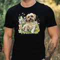 Mens Watercolour Dog Floral Print Cotton T-Shirt Size XS to 5XL Unisex T-shirt, Sweatshirt, Hoodie, Long Sleeve Tee - T-Shirt, Sweatshirt, Hoodie