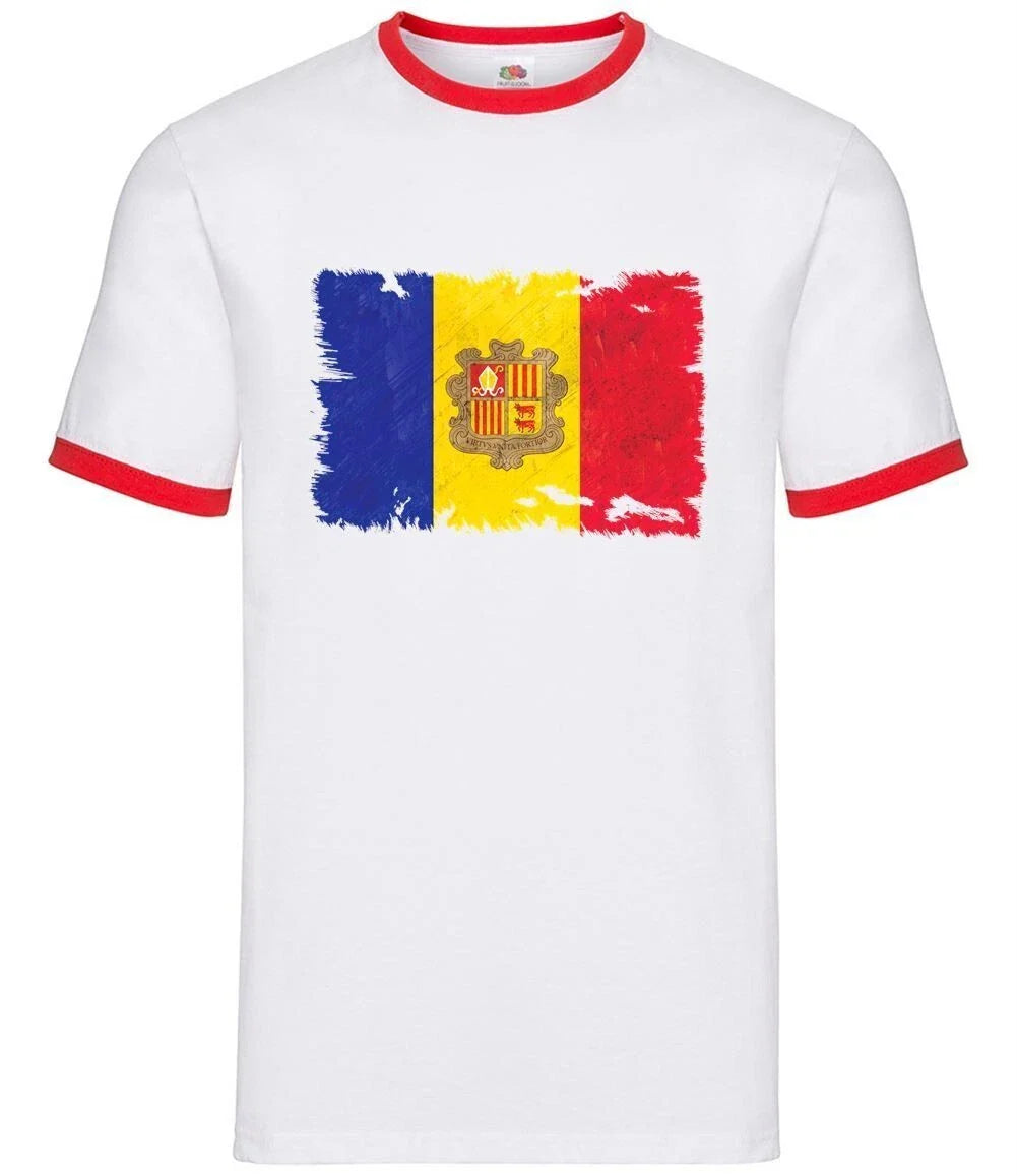 Andorra Grunge Stil Flagge - Herren Ringer - Country Reise Flaggen La Vella Unisex T-shirt, Sweatshirt, Hoodie, Long Sleeve Tee - T-Shirt, Sweatshirt, Hoodie