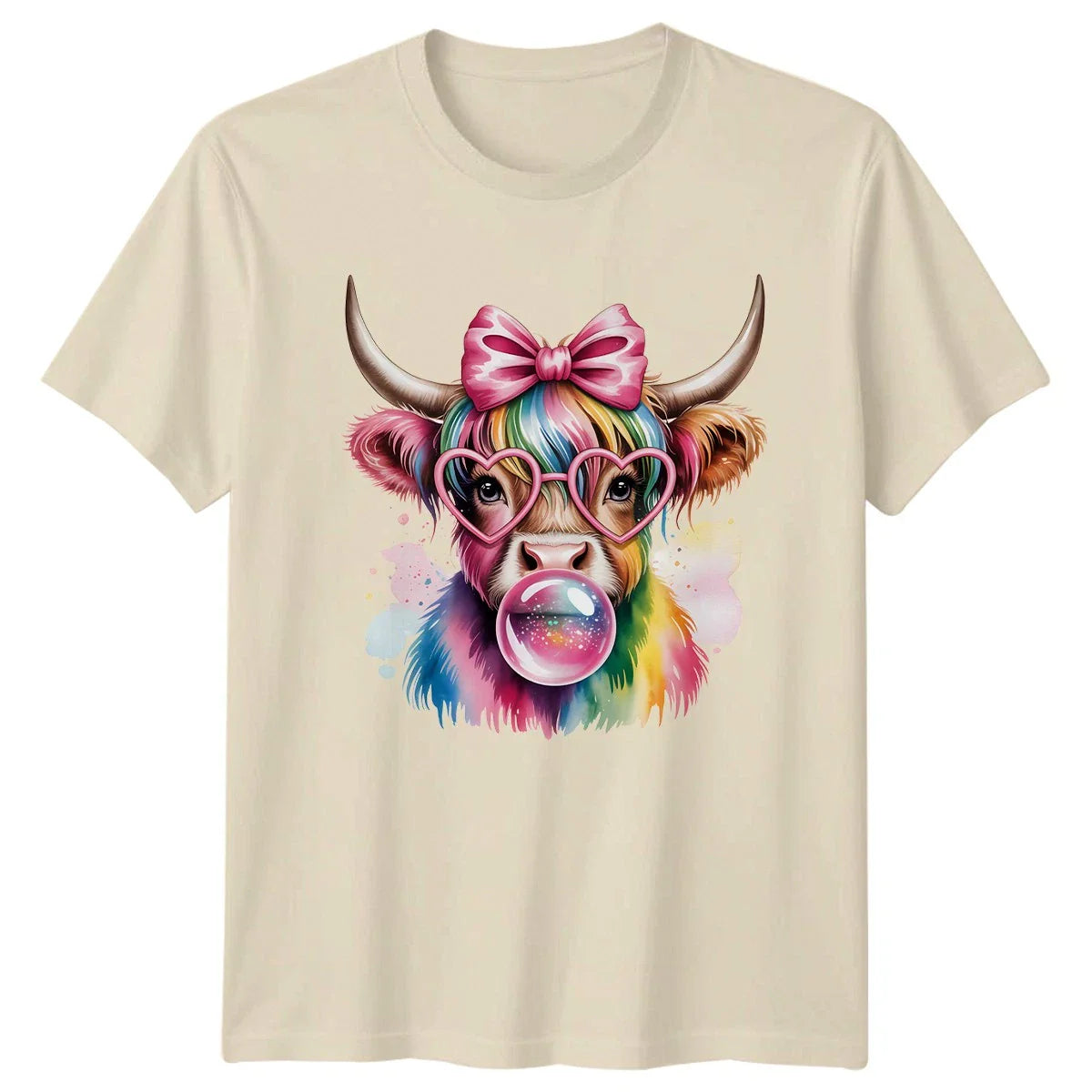 Coquette Highland Cow Bubblegum Pink Womens T-Shirt Cute Animal Farm Animal Unisex T-shirt, Sweatshirt, Hoodie, Long Sleeve Tee - T-Shirt, Sweatshirt, Hoodie