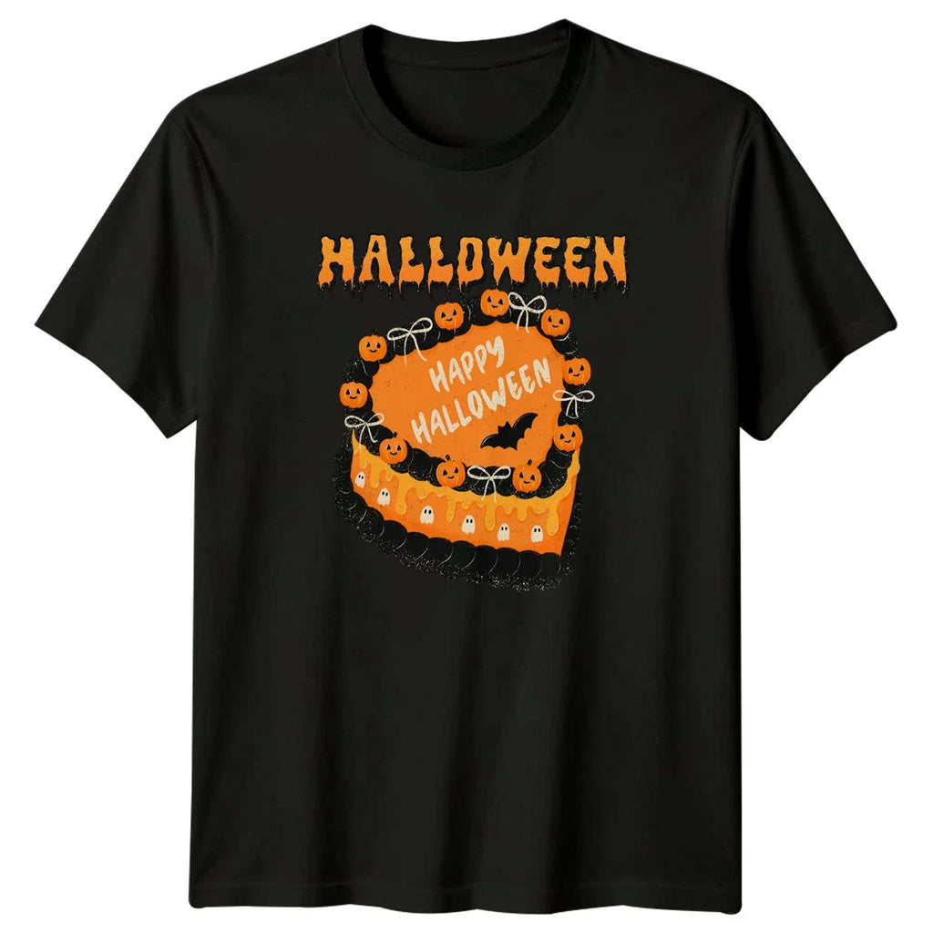 Happy Halloween Womens T-Shirt Retro Spooky Cake Halloween Gift For Her Unisex T-shirt, Sweatshirt, Hoodie, Long Sleeve Tee - T-Shirt, Sweatshirt, Hoodie
